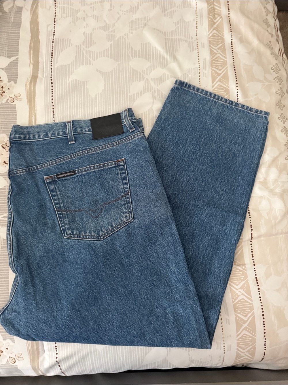 Harley-Davidson Men's Relaxed Blue Denim Jeans 48x32